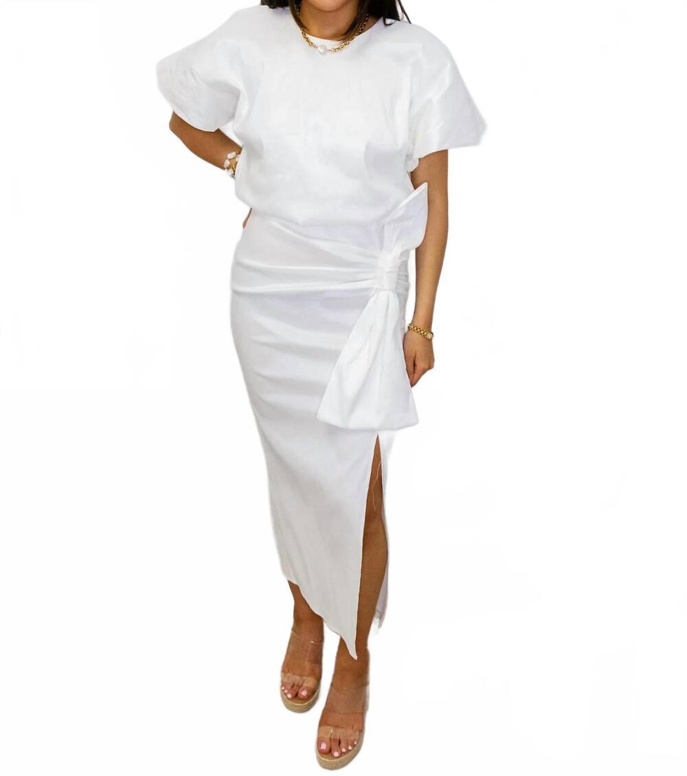 NEW ADRIENNE margot taffeta midi skirt in white